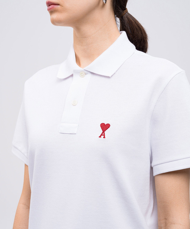 Ami Paris Біле поло з вишивкою емблеми Ami de Coeur BFUPL001760w зображення 5