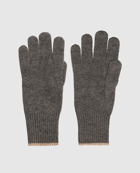 Brunello Cucinelli Серые перчатки из кашемира с окантовкой M2293118