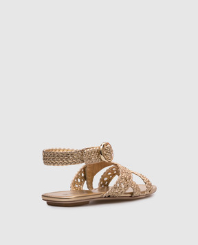 Stuart Weitzman Золотые кожаные сандалии Thea SK786