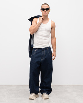 Vetements Біла майка в рубчик з логотипом MH76TT220W