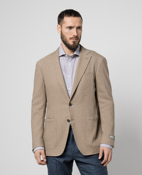 Canali Коричневый блейзер с льном CU0501823273