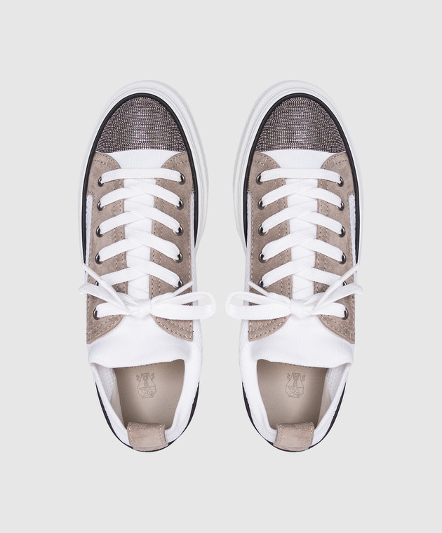 Brunello Cucinelli Білі комбіновані кеди з ланцюжком моніль MZ49G2650 зображення 4