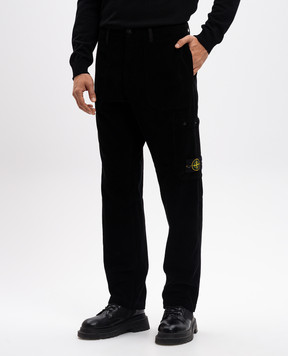 Stone Island Черные брюки со съемным патчем логотипа 811532604