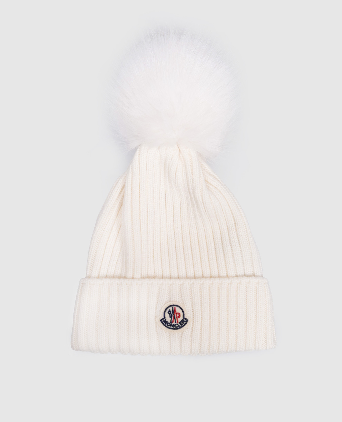 

Детская белая шапка из шерсти с помпоном, Белый, Шапки