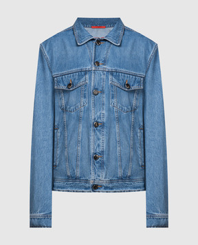 ISAIA Голубая джинсовая куртка с эффектом потертости GBD001DJ123