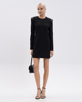 Versace Чорна сукня міні з вовни з нашивкою логотипа 10219571A09838
