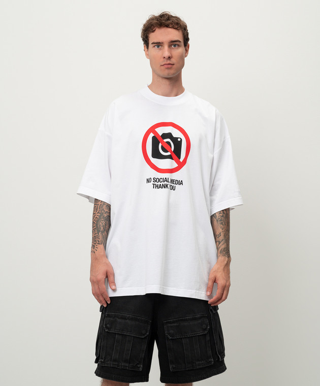 Vetements - Белая футболка с принтом No social media UA65TR120WM
