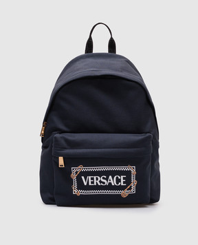 Versace Детский синий рюкзак с принтом логотипа 10180151A15289