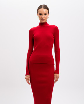 Twinset Красный гольф в рубчике с металлическим логотипом Oval T 242TT3022