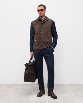Brunello Cucinelli Коричневий замшевий жилет MPCFN2044