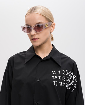 Balenciaga Розовые очки Bossy Round Af с логотипом 773502T0039