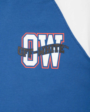 Off-White Детский синий лонгслив с принтом логотипа OBAB003S25JER001