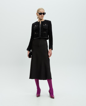 Dolce&Gabbana Черный твидовый жакет с шерстью и шелком с пайетками. F27CETHUMKN