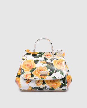 Dolce&Gabbana Дитяча біла шкіряна лакована сумка Sicily з принтом Rose EB0003AC423