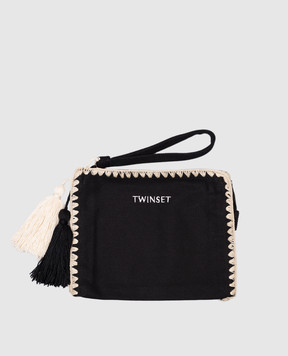 Twinset Чорна косметичка з вишивкою логотипа 251LB7AGG