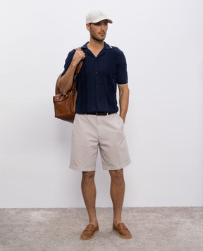 Brunello Cucinelli Синяя рубашка с узором M29203415