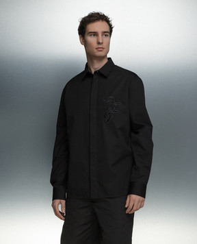 Off-White Чорна сорочка з ажурною вишивкою логотипа OMGE040S24FAB004