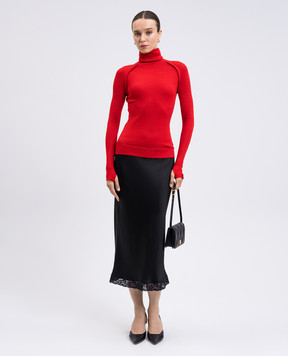 Victoria Beckham Червоний гольф з вовни з нашивкою емблеми 1325KTP006541A