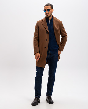 Cashmere&Whiskey Синий кардиган из мериноса шерсти в узор. CH08