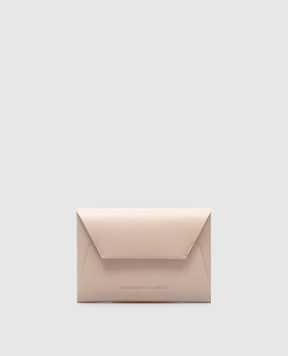 Brunello Cucinelli Бежевый кожаный клатч Duo с цепочкой мониль MWTKD2722P