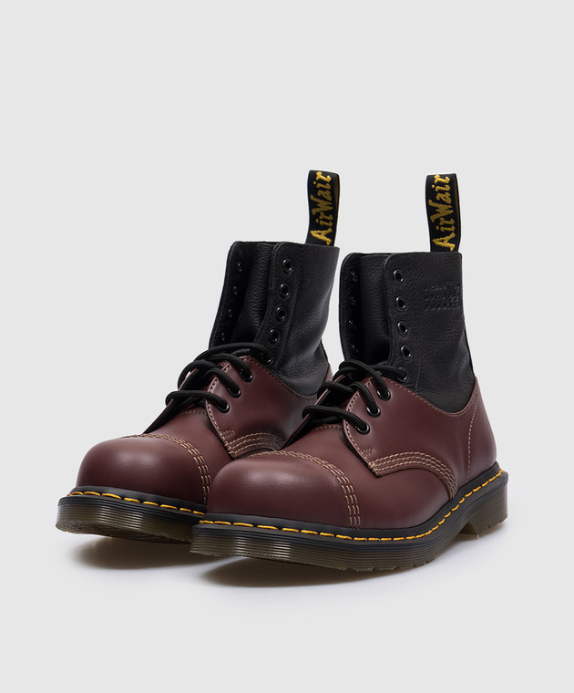 Maison Margiela MM6 - Бордовые кожаные ботинки MM6 x Dr. Martens