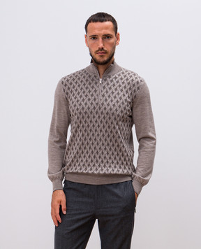 Bertolo Cashmere Бежевый джемпер с шерстью и шелком в тканом узоре. 902052001839