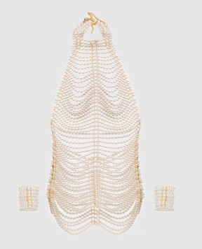 Santa Brands Белое платье из бусин в виде жемчужин PEARLDRESS