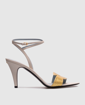 Valentino Бежевые кожаные босоножки FOLIEFOLIAGE 6W0S0MH5TVF