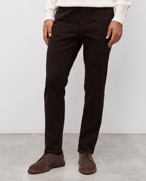 Brunello Cucinelli Коричневые джинсы с патчем логотипа M277UD3210