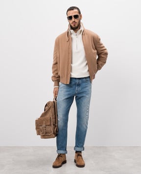 Brunello Cucinelli Білий светр з кашеміром з вишивкою логотипа MM840KT60