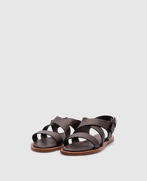 ISAIA Коричневые кожаные сандалии SND021LAMB1