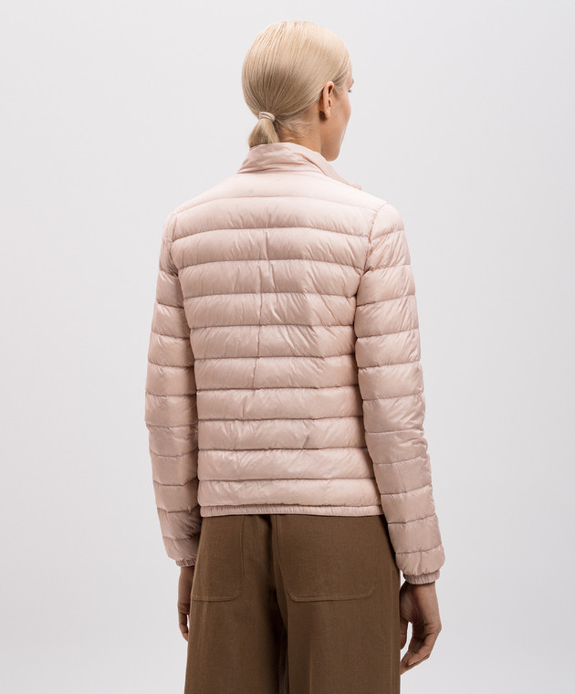 Moncler - Розовая стеганная пуховая куртка с нашивкой логотипа