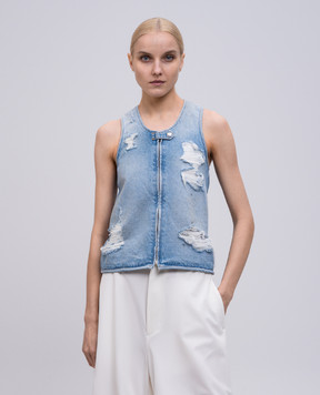 Maison Margiela MM6 Блакитний джинсовий жилет з проріхами S62FB0072M30018