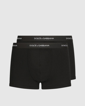 Dolce&Gabbana Набір чорних трусів-боксерів в рубчик з логотипом M9D87JONN96