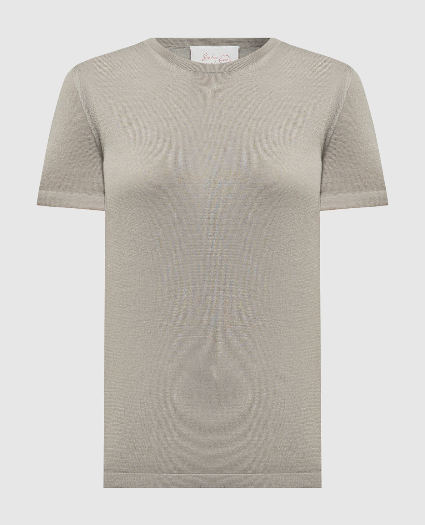 Beige t-shirt made of wool, silk and cashmere
