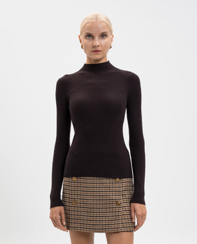 Twinset Коричневый гольф из шерсти в рубчик 252TT3111