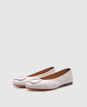 Santoni Белые кожаные балетки WAAH71490KA1NKED