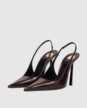 Saint Laurent Бордові шкіряні лаковані слінгбеки VENDOME 8407361TVAN