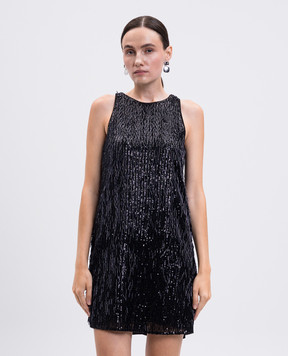 Twinset Черное платье мини со стеклорусом и пайетками 252TP2370