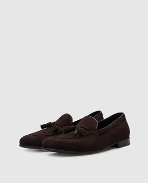 Stuart Weitzman Коричневі замшеві лофери BERK з китицями SK553