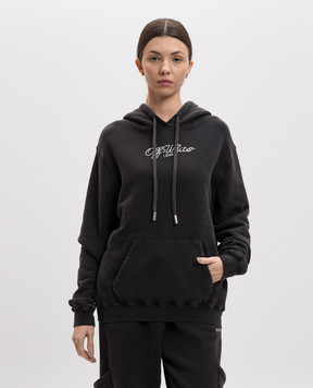 Off-White Сіре худі Scissor з логотипом OWBB064S25FLE003