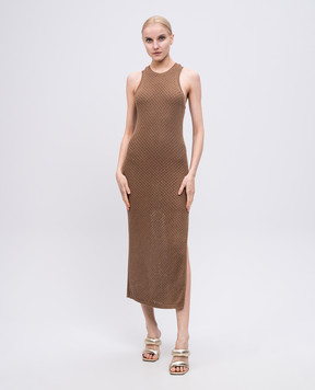 Twin Set Actitude Коричнева сукня міді з розрізами 251AP3181