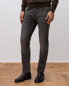 Tom Ford Сірі джинси зі шкіряним патчем логотипа DPS001DMC026F23