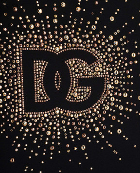 Dolce&Gabbana Дитяча чорна футболка з кристалами L5JTNKG7N6B812+