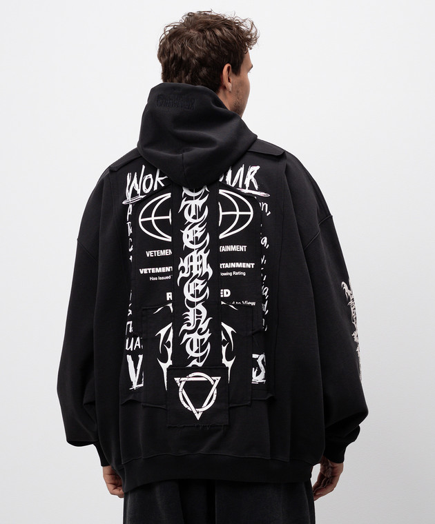 【高評価バッジ取得済】vetements Vetements - Черные худи с контрастными нашивками UA65HD620G купить