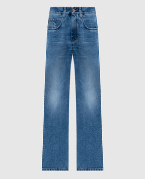 Brunello Cucinelli Голубые джинсы с цепочкой мониль с эффектом потертости MA095P5808