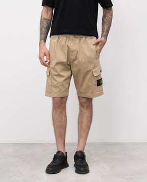 Stone Island Бежеві шорти-карго з логотипом K1S15L100L03S0012