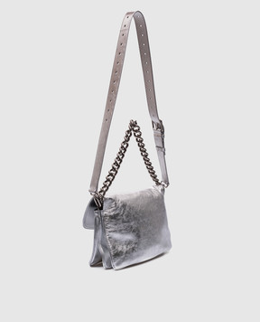 Balenciaga Срібляста шкіряна сумка-месенджер BB Soft 7485962AA1Q