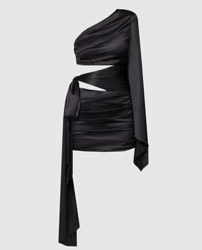 Materiel Черное ассиметричное платье мини из шелка MSS24N2059DROF