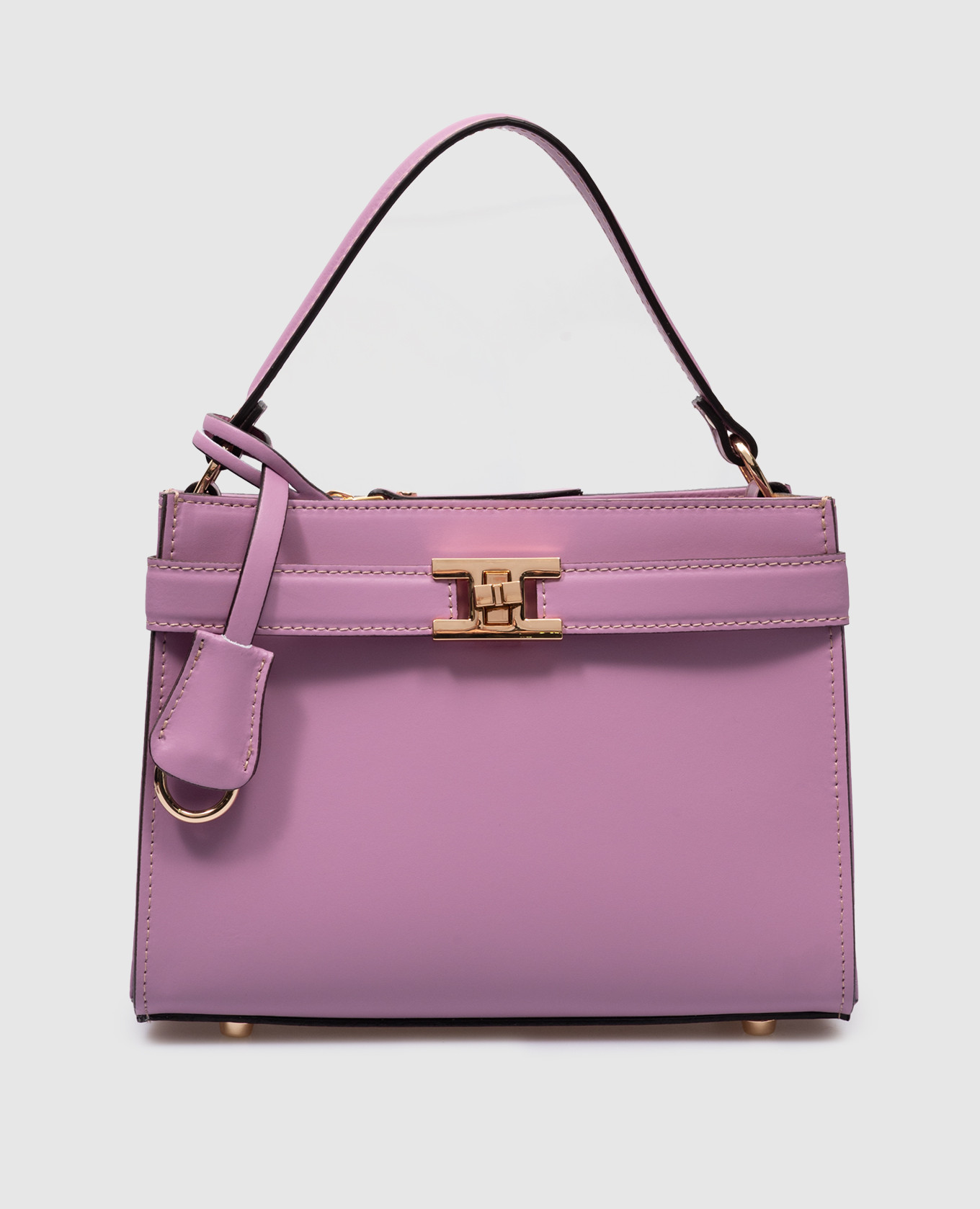 Purple leather satchel bag